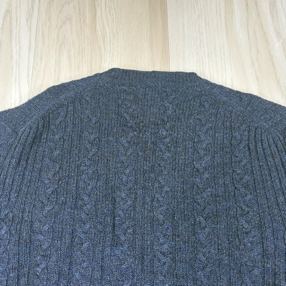 Brooks Brothers Mens Wool Cashmere Cable Knit Fisherman Sweater Blue Size Large